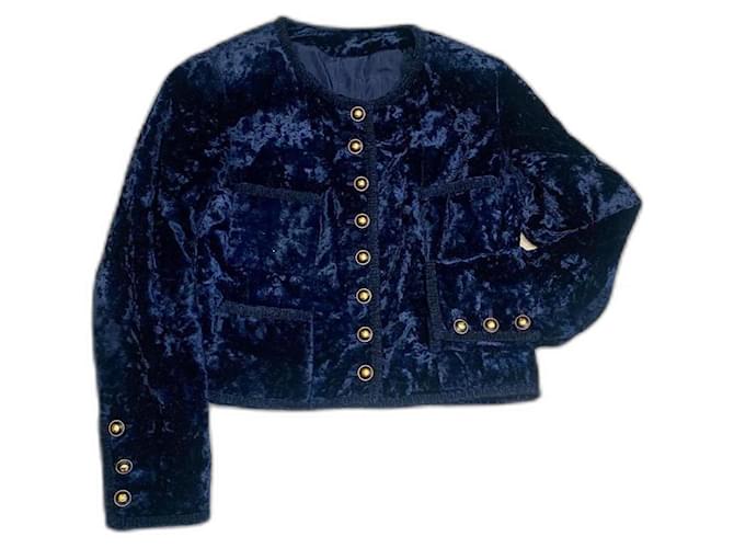 Chanel Coleccionista 1993 Azul marino Terciopelo  ref.446448