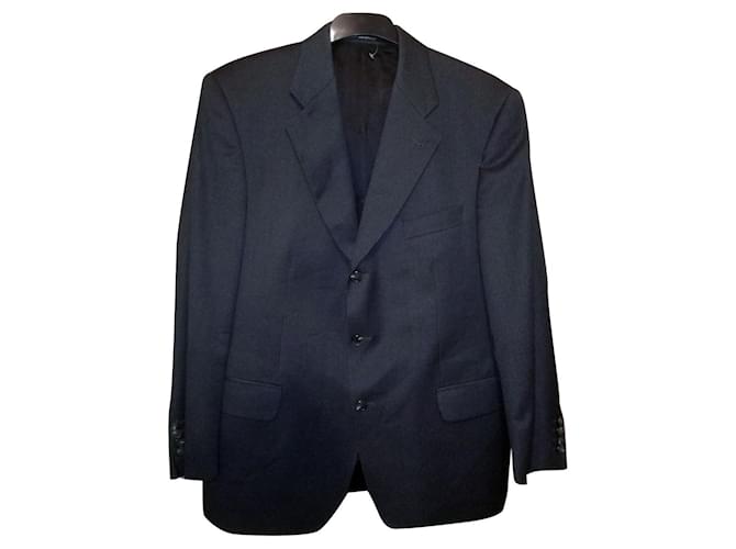 Burberry BARRIE rigato grigio scuro 3 giacca da abito monopetto con bottoni Grigio antracite Lana  ref.446699