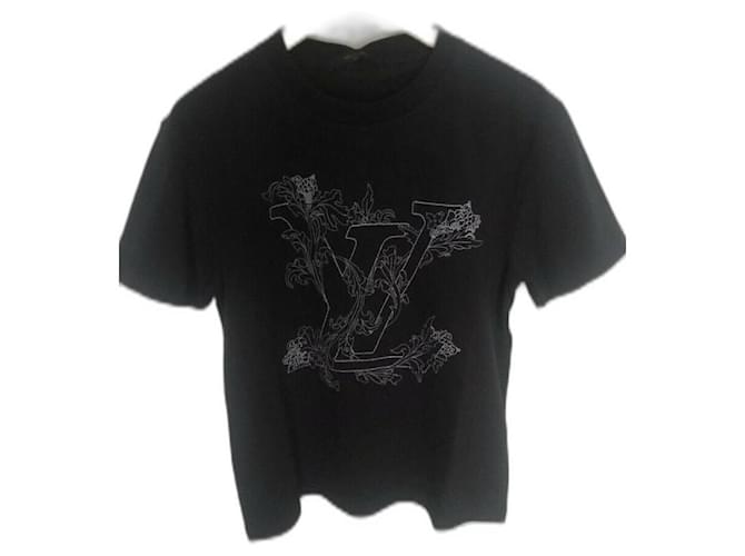 T-shirt Louis Vuitton con ricamo floreale Bianco Blu Cotone  ref.446719