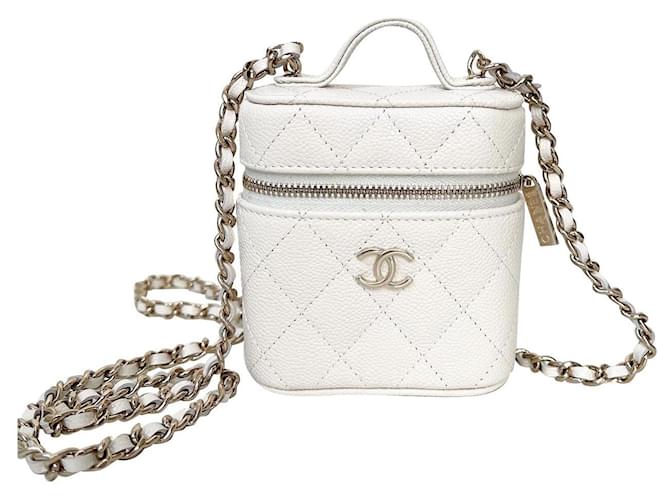 Wallet On Chain Chanel SLG con cadena Blanco Cuero  ref.446800