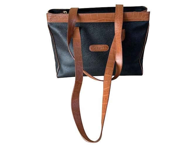 Jaeger Handbags Brown Black Leather  ref.446945