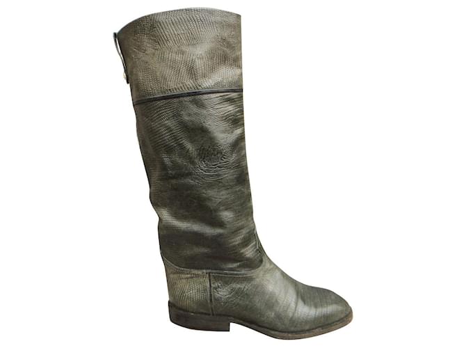 Pollini p boots 36,5 Green Leather  ref.446952