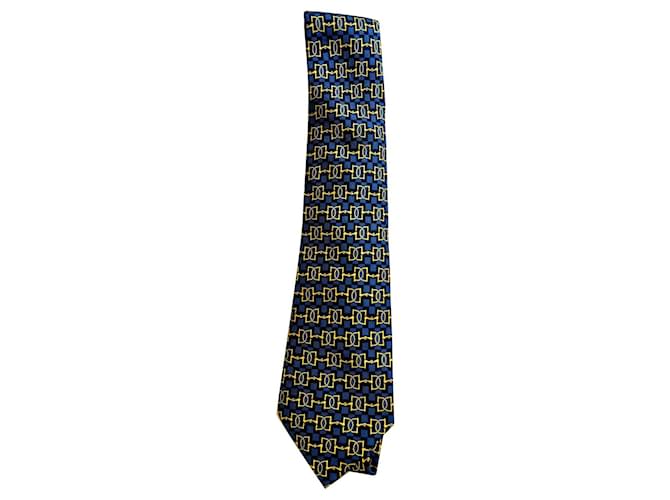 Hermès Cravatte Blu Seta  ref.446976