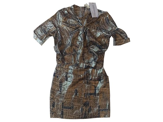 Vestido Isabel Marant Pour H&M de seda dourado Multicor