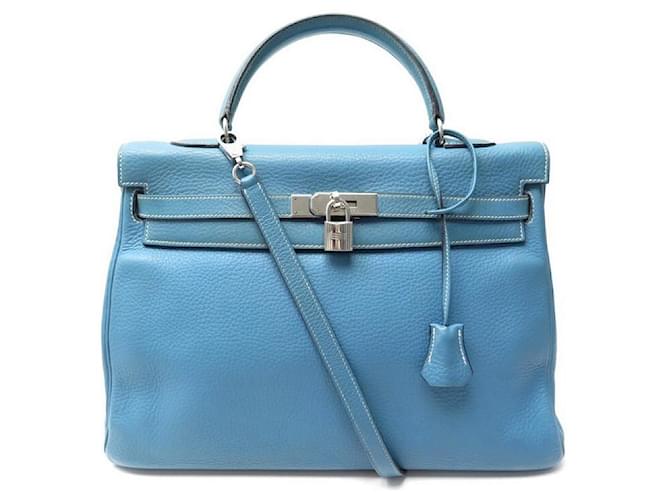 Hermès Kelly handbag 35 RETURNS IN BLUE TOGO LEATHER JEANS BANDOULIERE HAND BAG  ref.447812