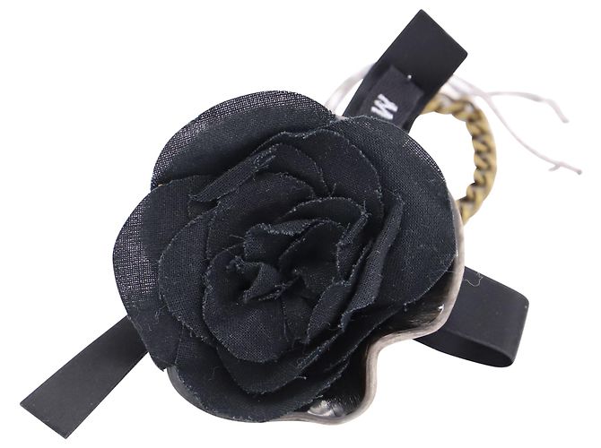 Marni Flower Pendant Charm in Black Silk