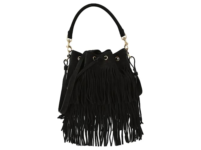 Saint Laurent Emmanuelle Fringe Shoulder Bag Black  ref.447918