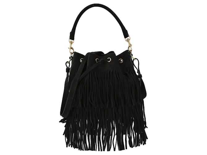 Saint Laurent Emmanuelle Fringe Shoulder Bag Noir  ref.447918