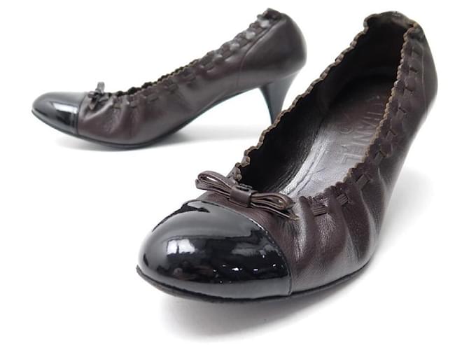 CHANEL SHOES PUMPS 36.5 IN PLUM LEATHER + BOX LEATHER SHOES Prune  ref.447946