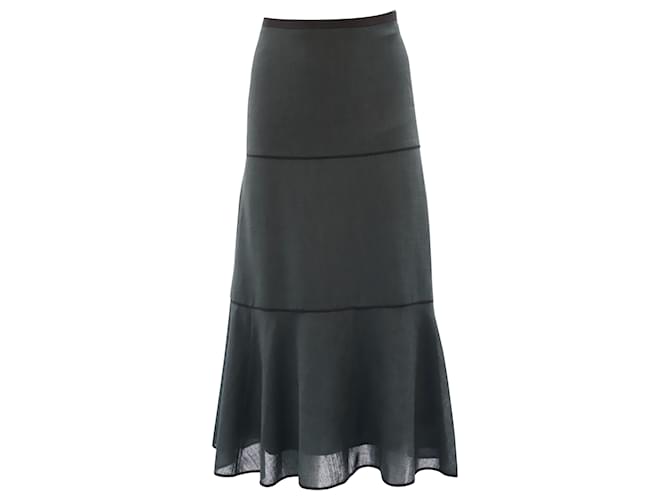 Autre Marque Cefinn Tiered Maxi Skirt in Green Triacetate Synthetic  ref.447995