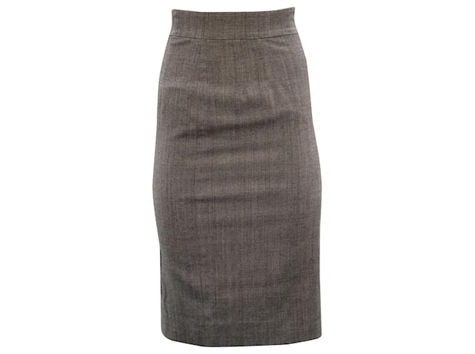 Dolce & Gabbana Plaid Pencil Skirt in Grey Virgin Wool  ref.448018