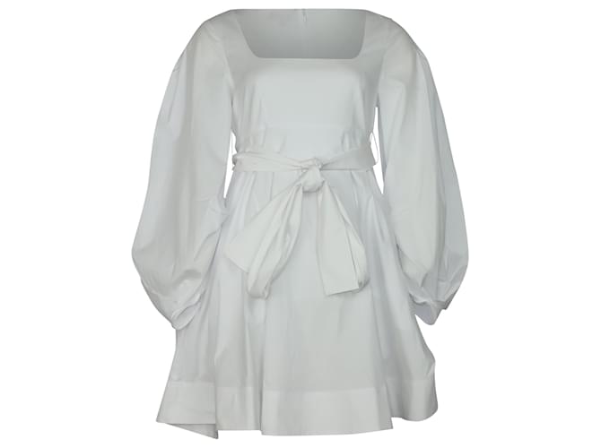 Staud Isabella Square-neck Mini Dress in White Cotton  ref.448042