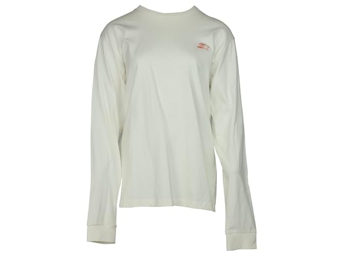 Autre Marque Acne Studios Langarm-T-Shirt aus cremefarbener Baumwolle Weiß  ref.448094