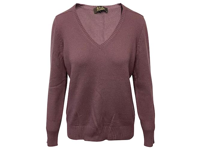 Loro Piana V-Neck Sweater in Purple Cashmere Wool  ref.448121