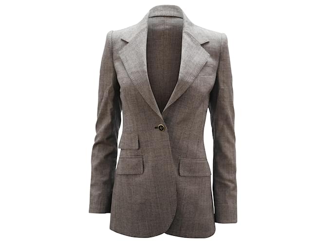 Dolce & Gabbana Plaid Blazer in Grey Virgin Wool  ref.448175
