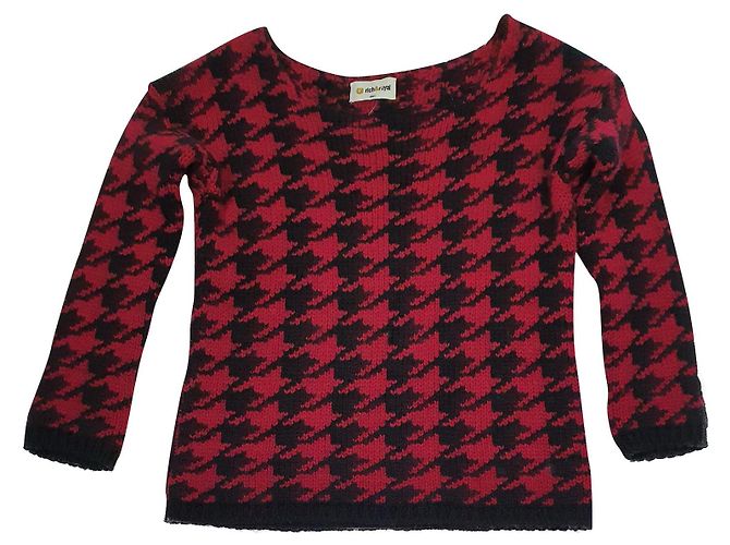 Autre Marque Rich & Royal Hahnentritt Pullover Rot Schwarz