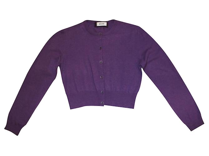 Moschino short cardigan Dark purple Silk Cashmere Wool  ref.448188