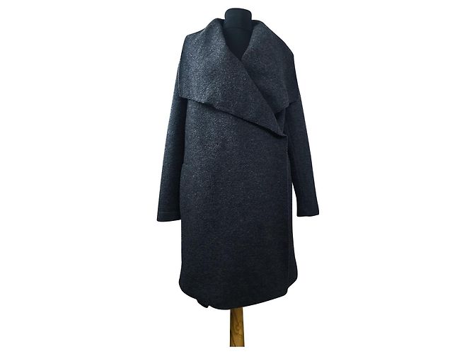 Casaco Cardigan IQ + Berlin de Lã Cinza Escuro Cinza antracite