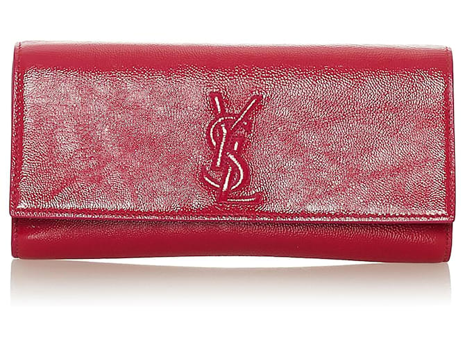 Yves Saint Laurent Bolsa clutch vermelha YSL Belle De Jour de couro envernizado Vermelho  ref.448283