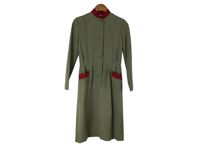 Christian Dior Dresses Khaki Wool  ref.448780