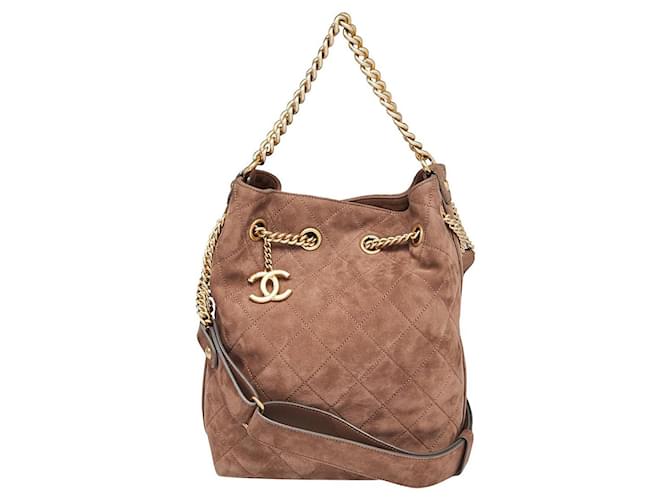Chanel On My Shoulder Small Drawstring Bag Beige Suede ref.449004 - Joli  Closet