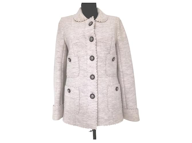 Chanel 6,8K$ Paris/DALLAS Runway Jacket Beige Wool  ref.449016