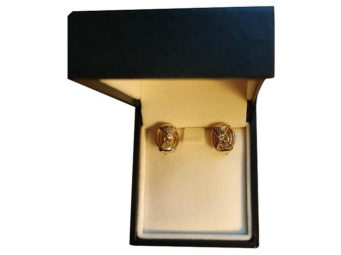 inconnue Orecchini ovali in oro giallo e bianco con diamante D'oro