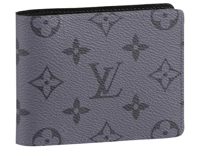 Louis Vuitton LV Slender Brieftasche Eclipse Reverse Grau Leder  ref.449027