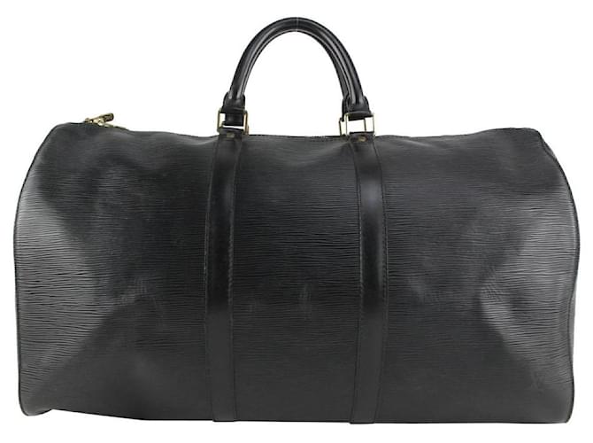 Louis Vuitton Keepall en cuir épi noir 50 Sac de voyage Boston Duffle  ref.449032