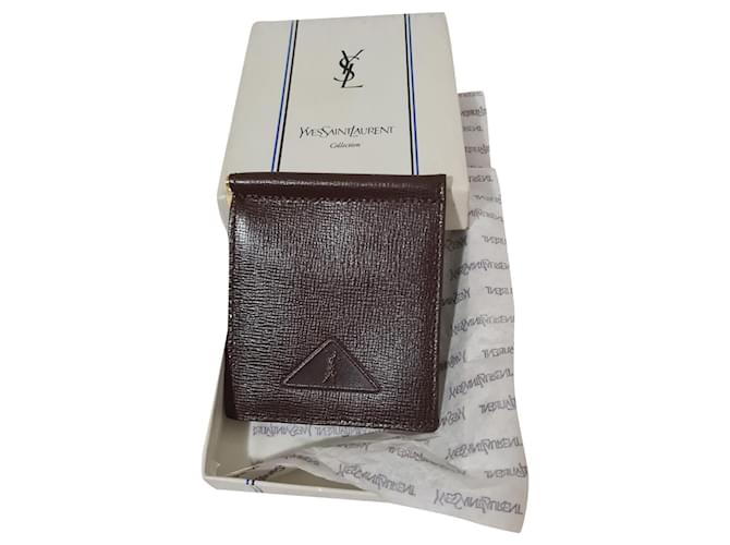 Yves Saint Laurent Geldbörsen Kleines Zubehör Braun Leder  ref.449043