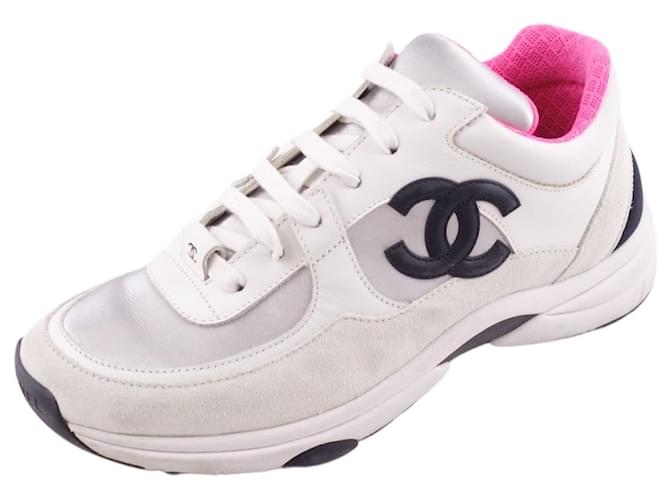Snor grafisch Paard Chanel sneakers 18P Coco Mark Suede Leather Lace Up Women's Shoes White /  Pink Size 37 ref.449182 - Joli Closet