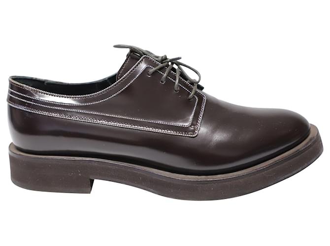Brunello Cucinelli Zapatos Oxford con Cordones en Charol Negro Cuero  ref.449206