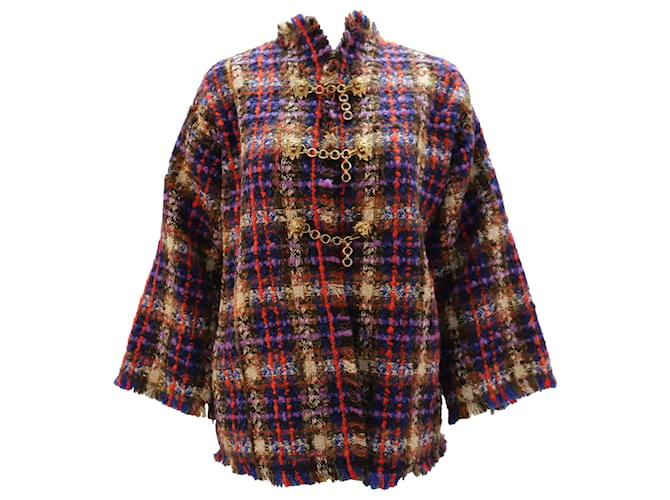 Gucci Tartan Tweed Jacket With Lion Head in Multicolor Wool colors ref.449219 Joli Closet