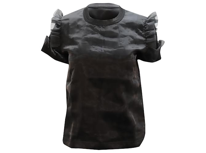 Comme Des Garcons Noir Kei Ninomiya Ruffle Sleeve T-Shirt in Black