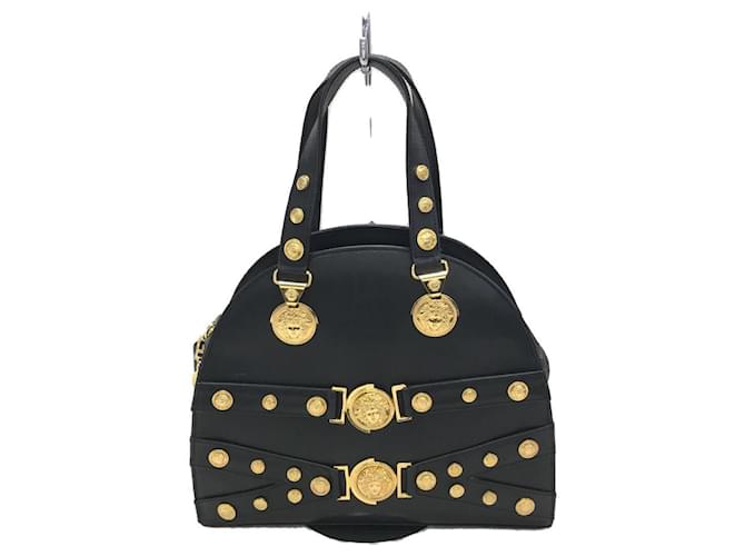 GIANNI VERSACE Medusa Mini Handbag / Leather / BLK Beige  ref.449296