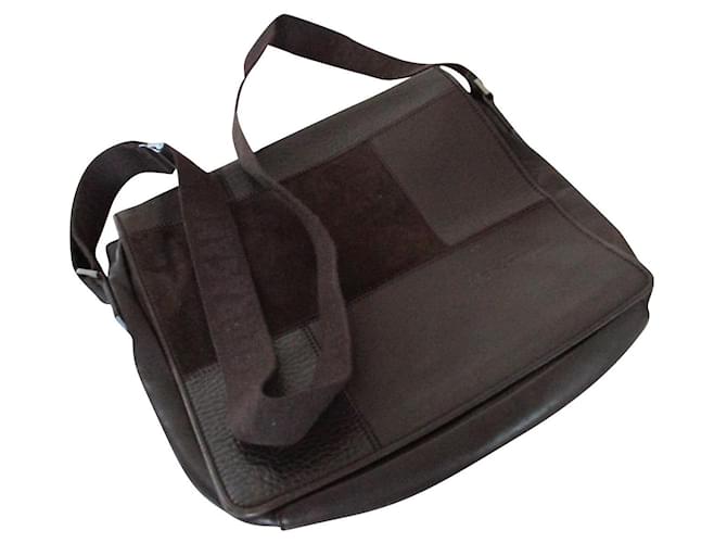 Salvatore Ferragamo Chocolate leather messenger bag. Dark brown  ref.449307