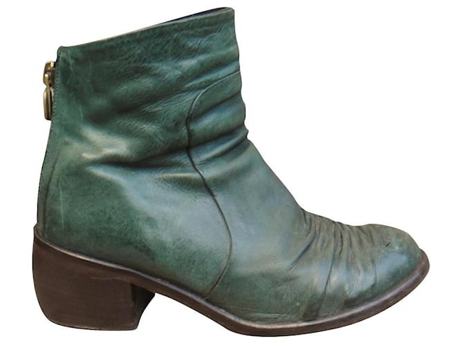 Autre Marque ankle boots P. Monjo p 36,5 Green Leather  ref.449362