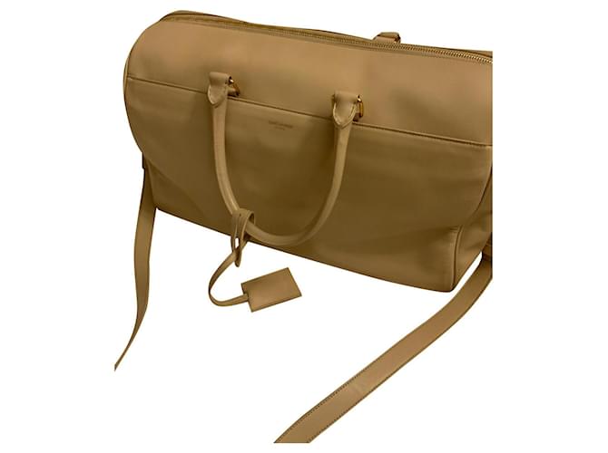 Duffle Bolsa grande Saint Laurent Bege Couro  ref.449363