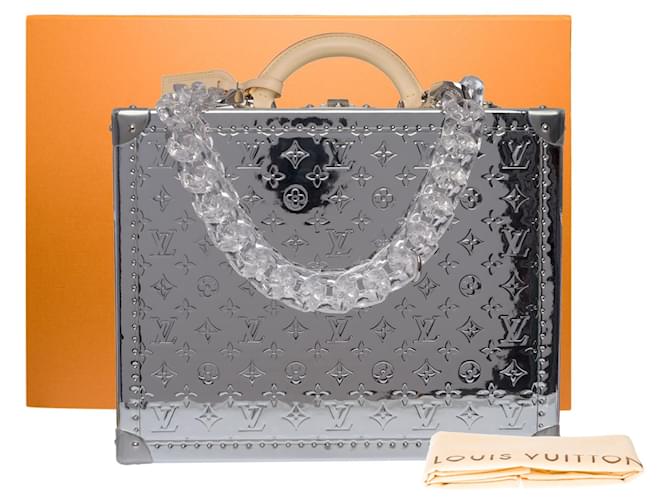 Louis Vuitton Außergewöhnliches und seltenes Modenschau-Meisterwerk 2021 - Virgil Abloh - Neu - Koffer Cotteville 40 Spiegel aus Monogram-Leder in Metallic-Silber  ref.449364