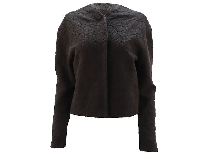 Marc Jacobs Collarless Jacket in Black Wool