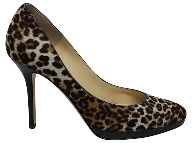Jimmy Choo Aimee 100 Leopard Print Pumps in Pony Hair and Leather  ref.449373