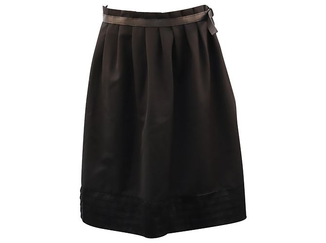 Saia plissada com cinto Viktor & Rolf em lã preta Preto