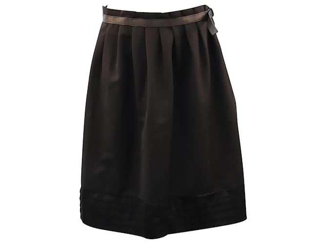 Viktor & Rolf Belted Pleated Skirt in Black Wool  ref.449381