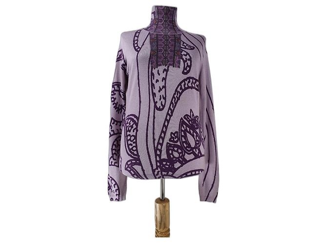 Suéter Polo Etro Roxo de Seda e Caxemira