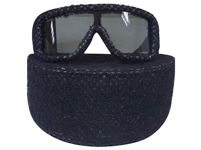 Chanel Black Gray Shield Sunglasses