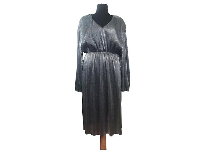 Designers Remix Kristen Kleid Silber V-Ausschnitt