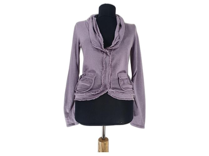 Cardigan Allude de caxemira e algodão roxo