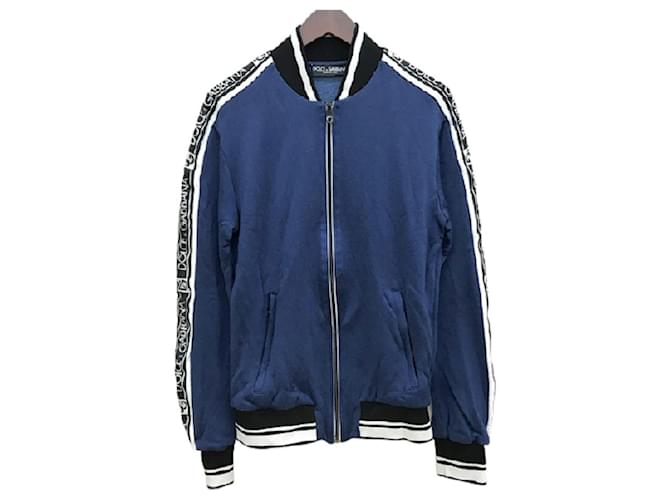 [Used] Dolce & Gabbana Track Jersey Jacket Sweatshirt Dolce & Gabbana D & G Blouson Men's Size 46 Navy Navy blue Viscose  ref.450855
