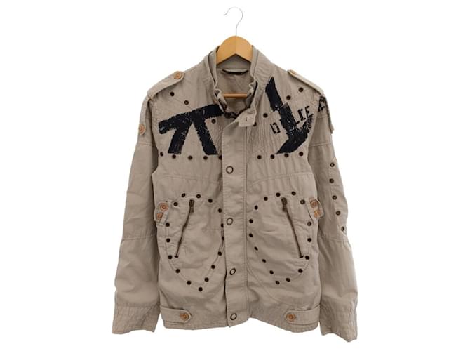 [Used] Dolce & Gabbana 04SS Graffiti Paint Military Jacket Beige Cotton  ref.450859