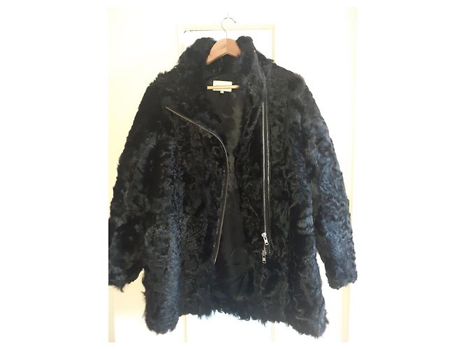 Sandro Mongolia black lambskin fur jacket